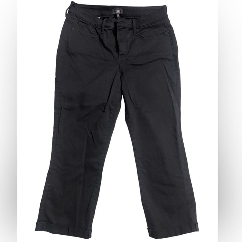 NYDJ Alena Black Cuffed Capri Jeans Size 10